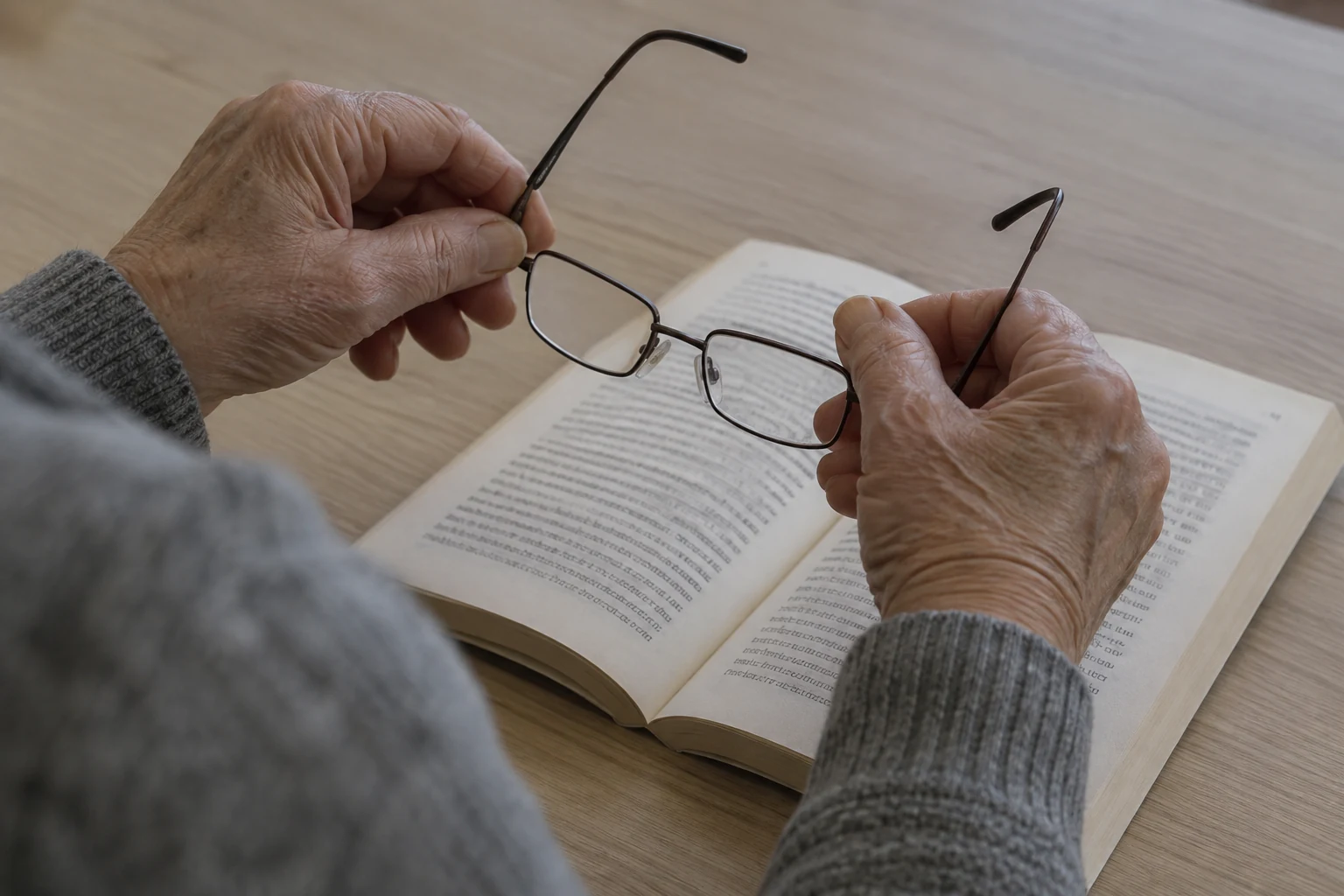 Kitap üzerinde tutulan okuma gözlüğü