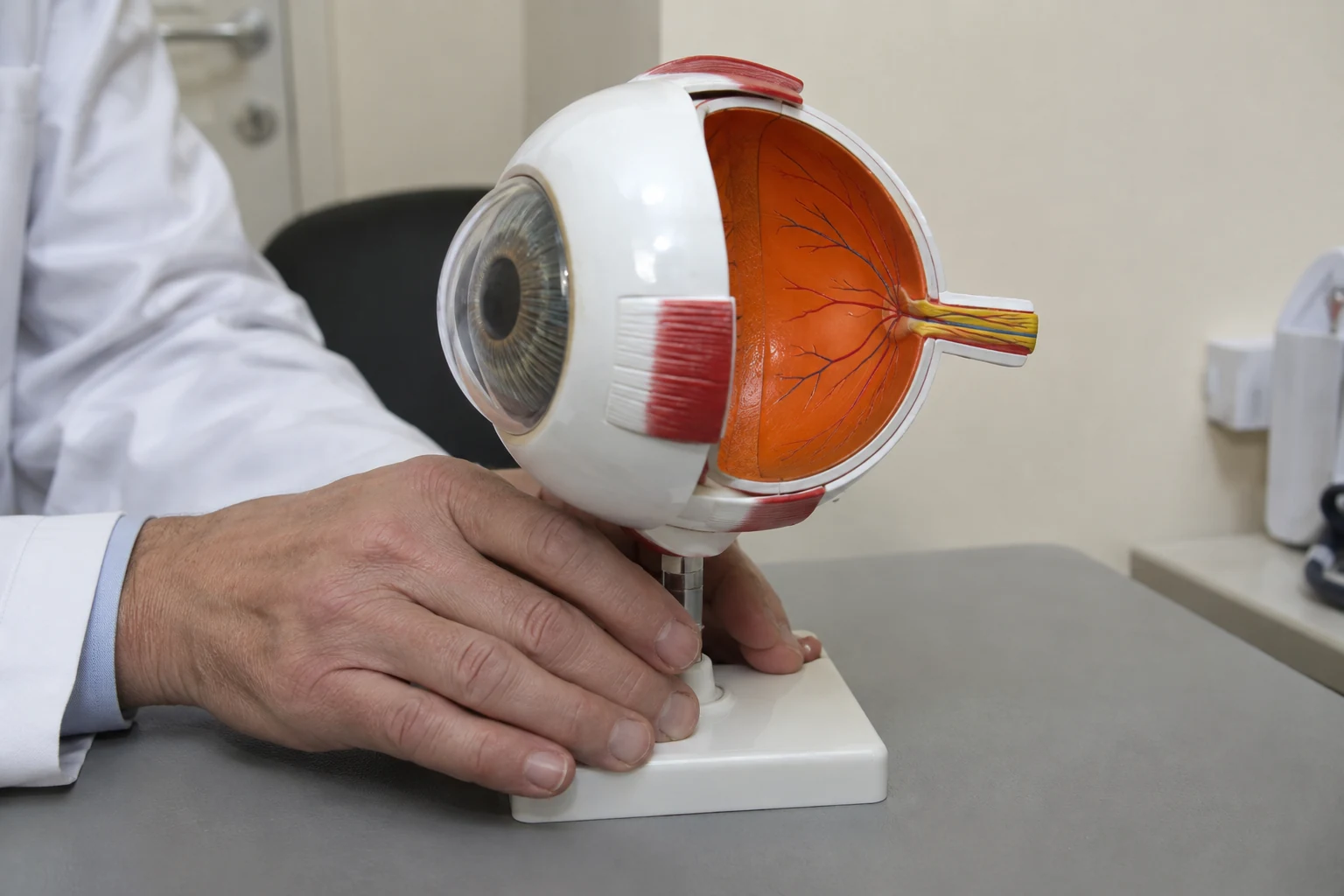 Retina yapısını gösteren fiziksel göz modeli